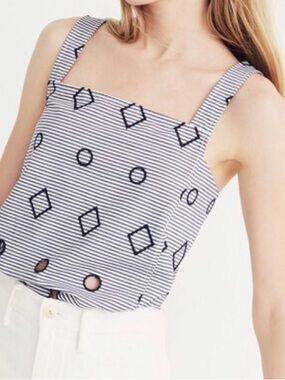 Madewell navy/white apron top- size 8